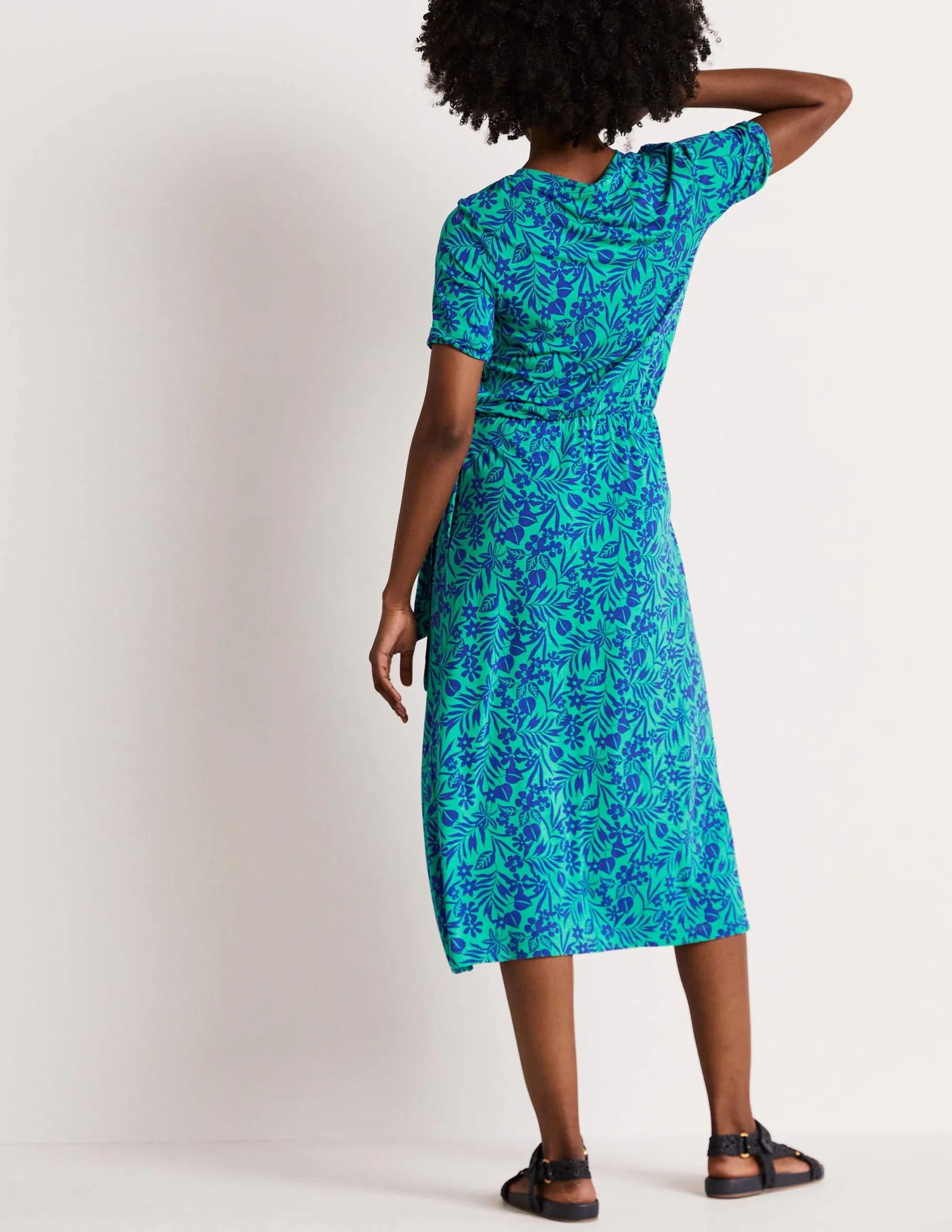 Amanda Jersey Midi Dress-Emerald, Tropic Foliage