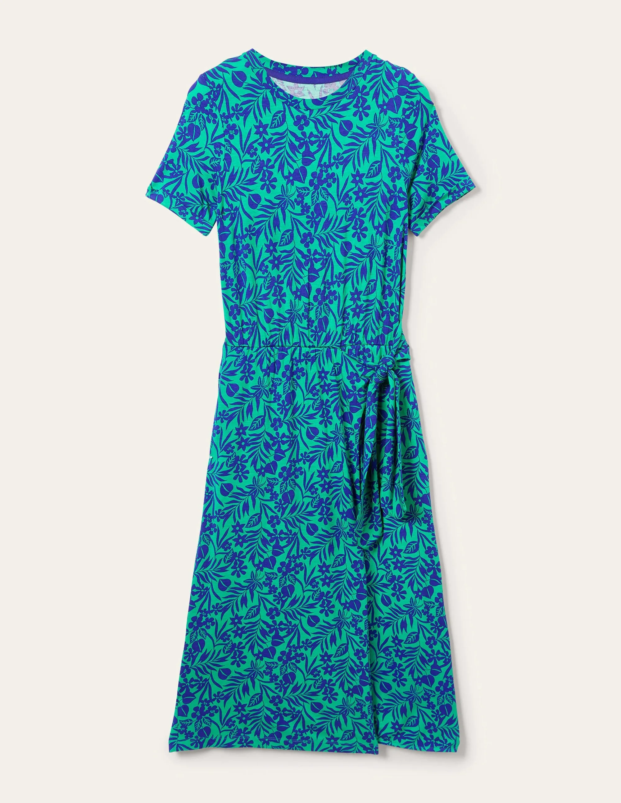 Amanda Jersey Midi Dress-Emerald, Tropic Foliage