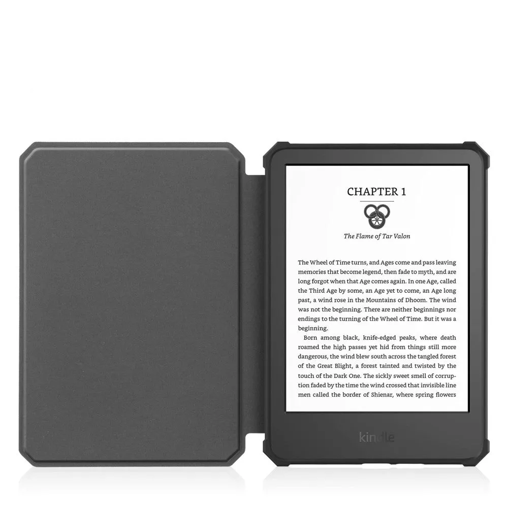 Amazon Kindle (2022) Leather Case Smart Cover Sleeve Litchi Look - Black