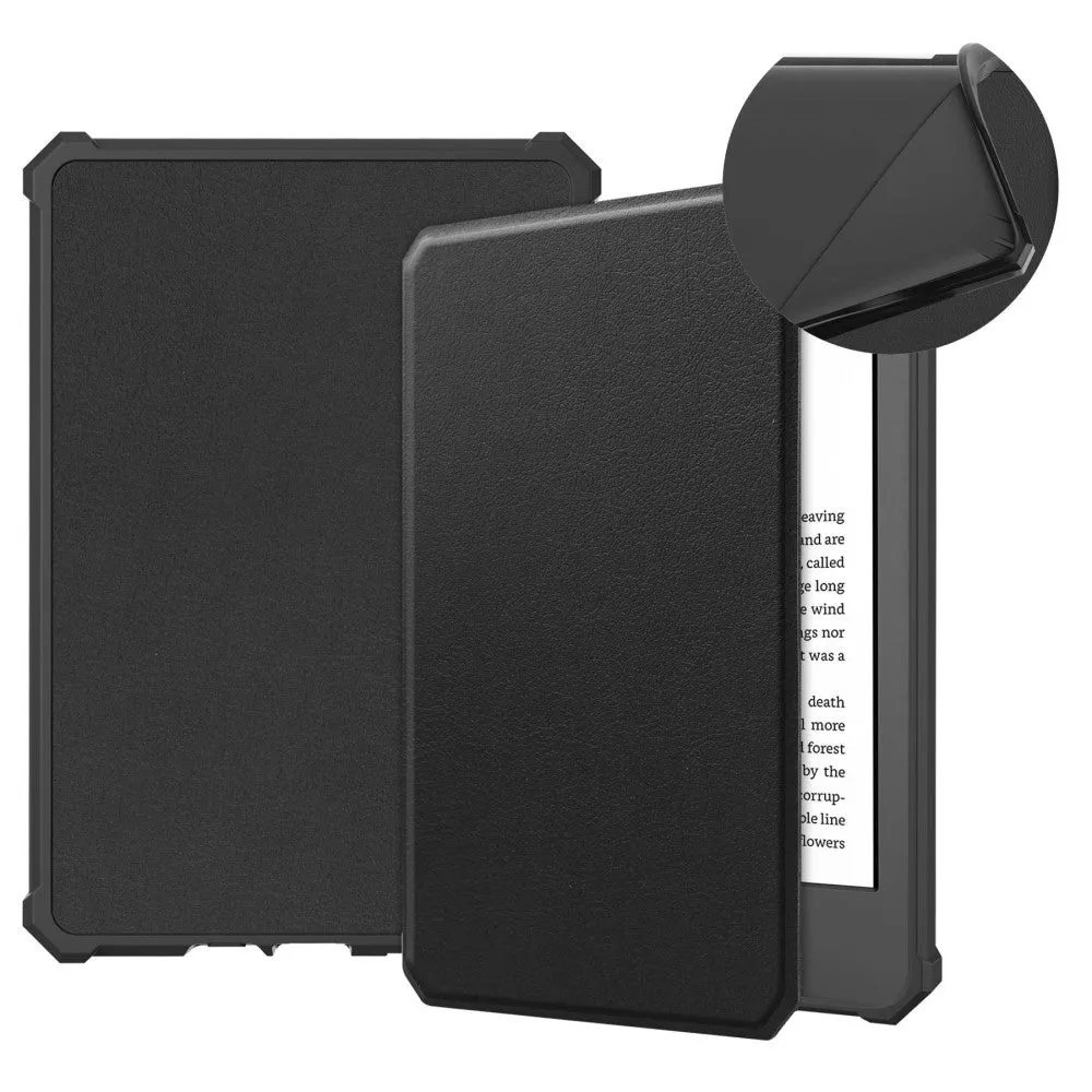 Amazon Kindle (2022) Leather Case Smart Cover Sleeve Litchi Look - Black