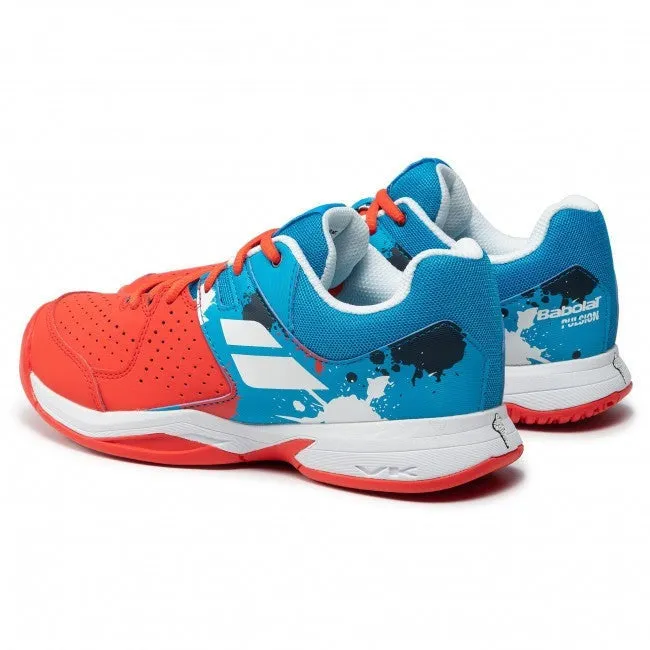 Babolat Pulsion All Court Kids & Women Tomato Red Blue Aster Handball Volleyball Tennis Shoes