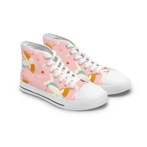 Baby Cupid and Pink Background Women's High Top Sneakers