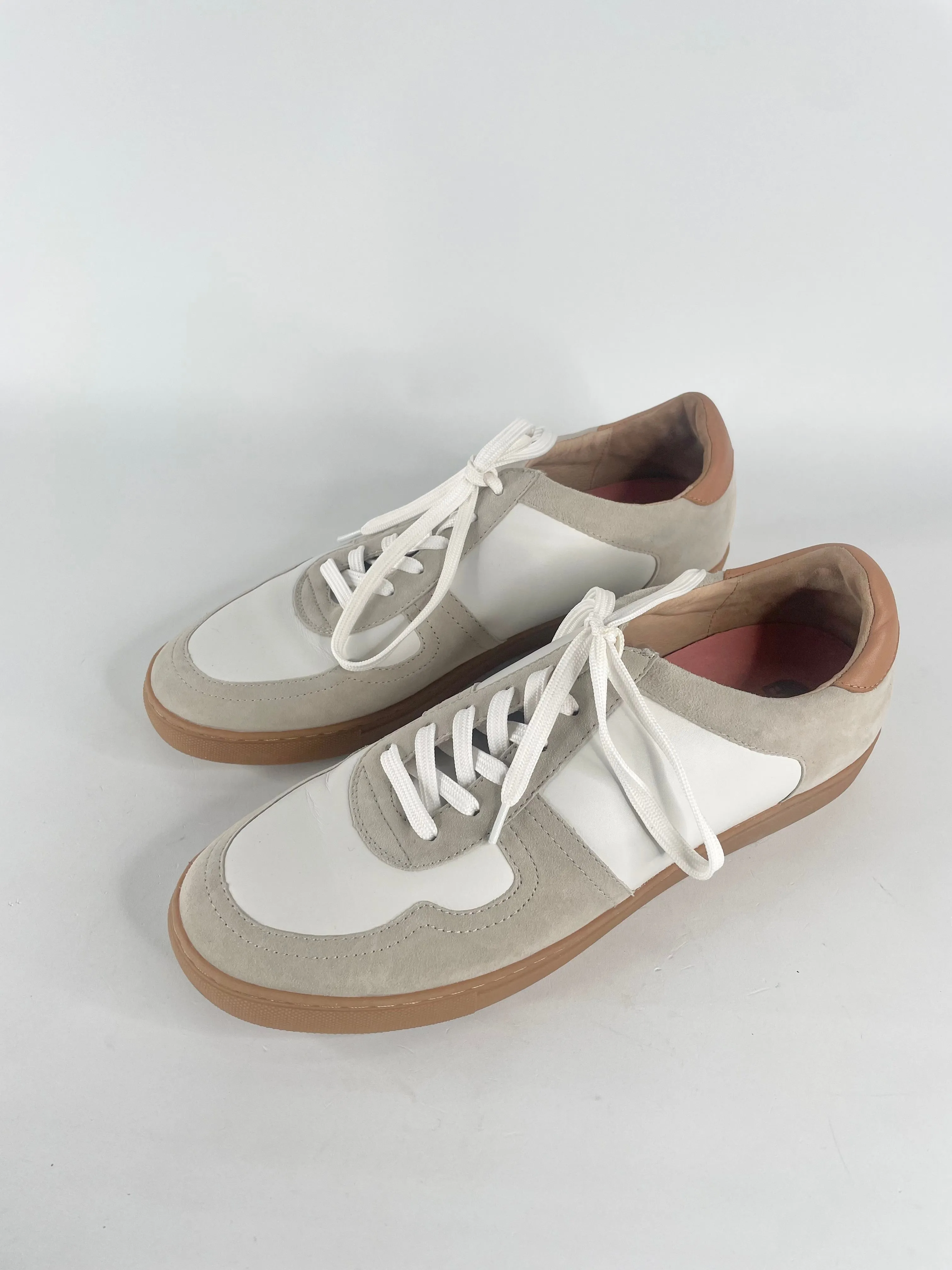 Bared White Leather & Taupe Suede Sneakers - EU44