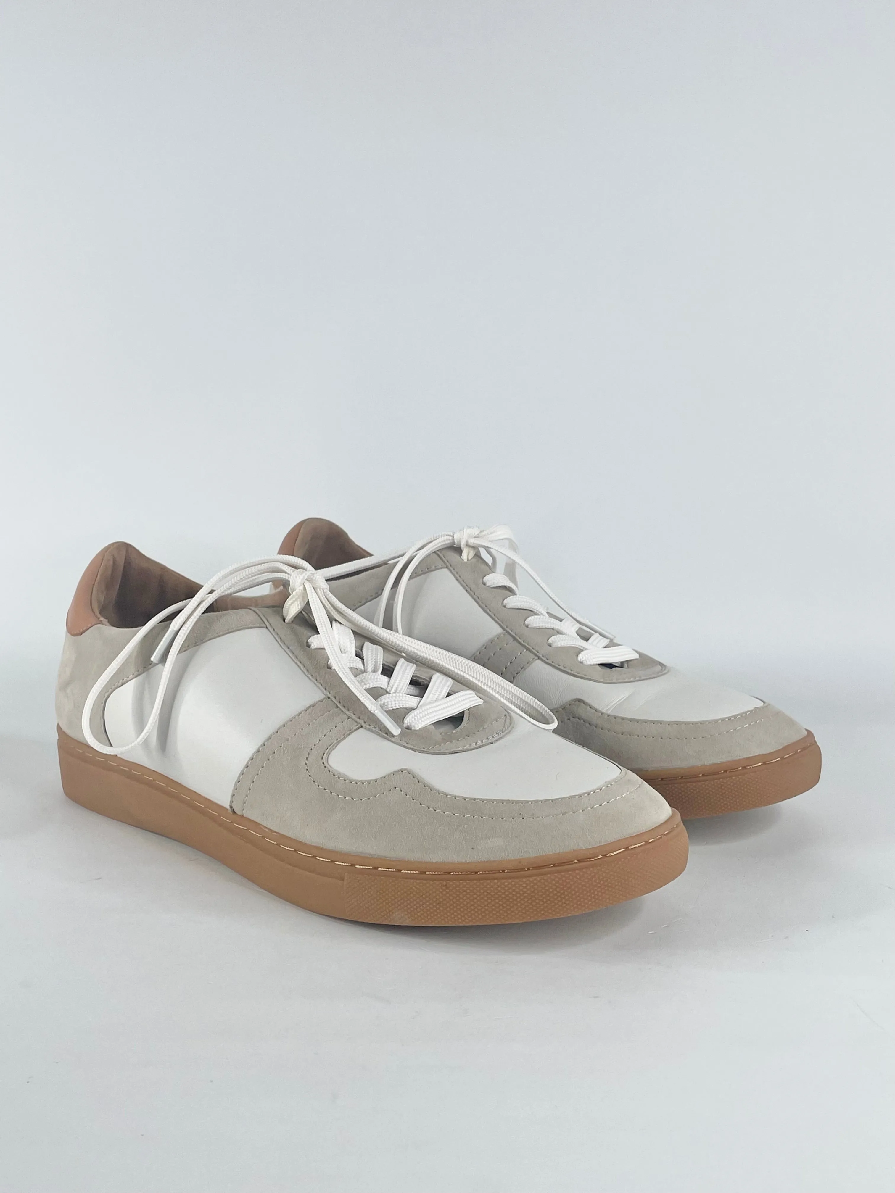 Bared White Leather & Taupe Suede Sneakers - EU44