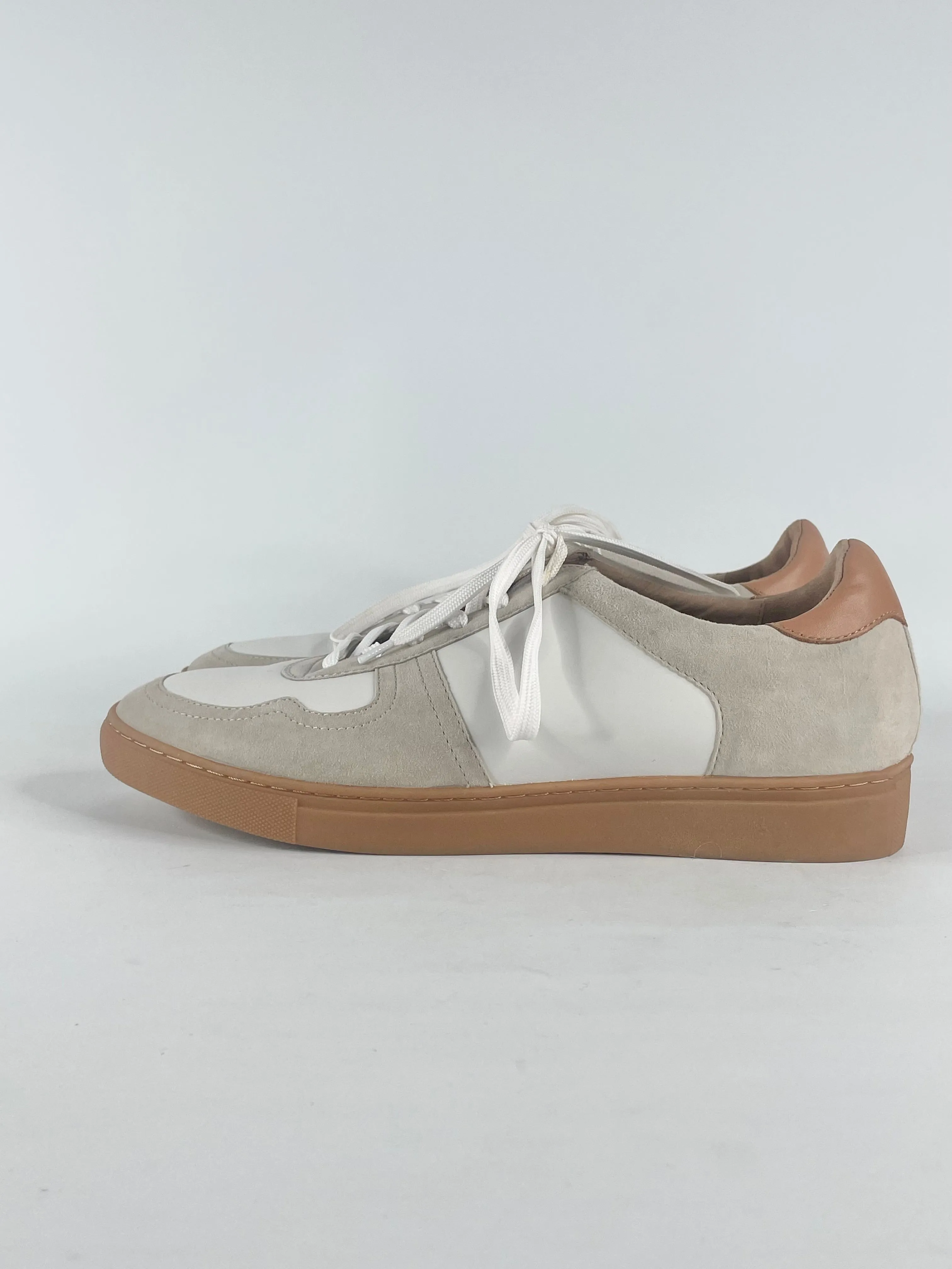 Bared White Leather & Taupe Suede Sneakers - EU44