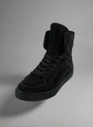 Black Rhinestones High Top Sneaker Encore by Fiesso