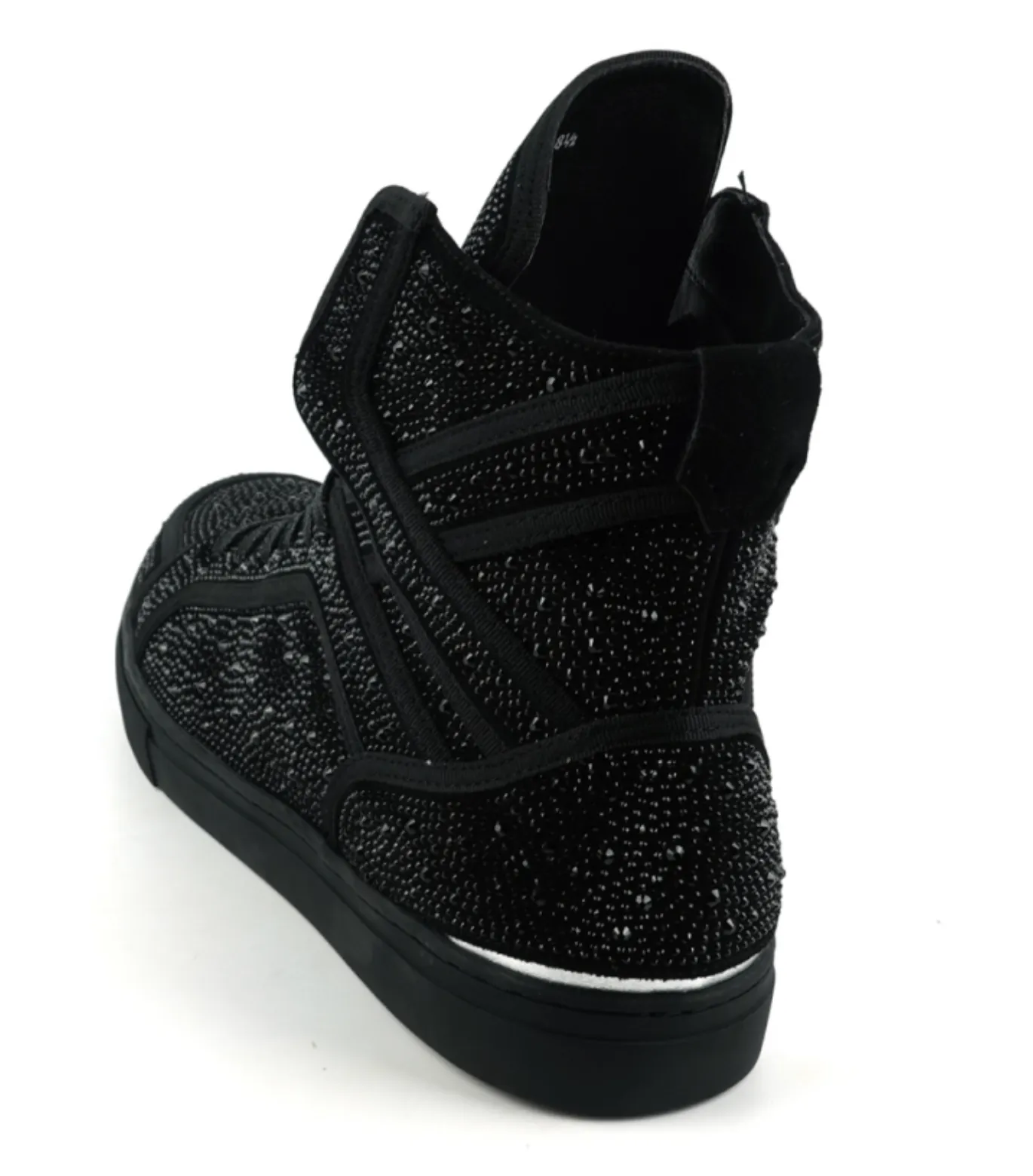 Black Rhinestones High Top Sneaker Encore by Fiesso