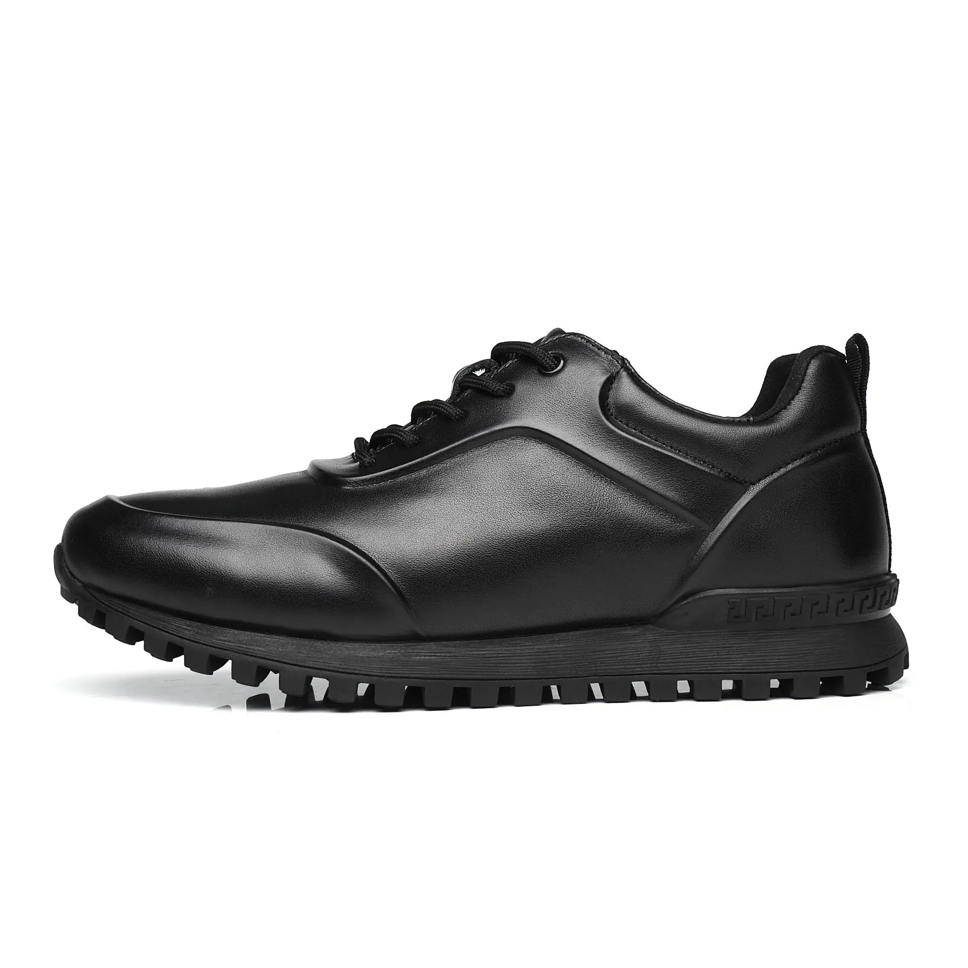 Black Solid Color Elegant Leather Sneakers