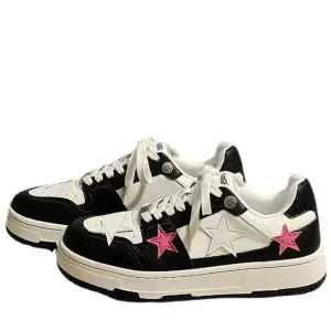 Bubblegum Pink Star Sneakers in Black