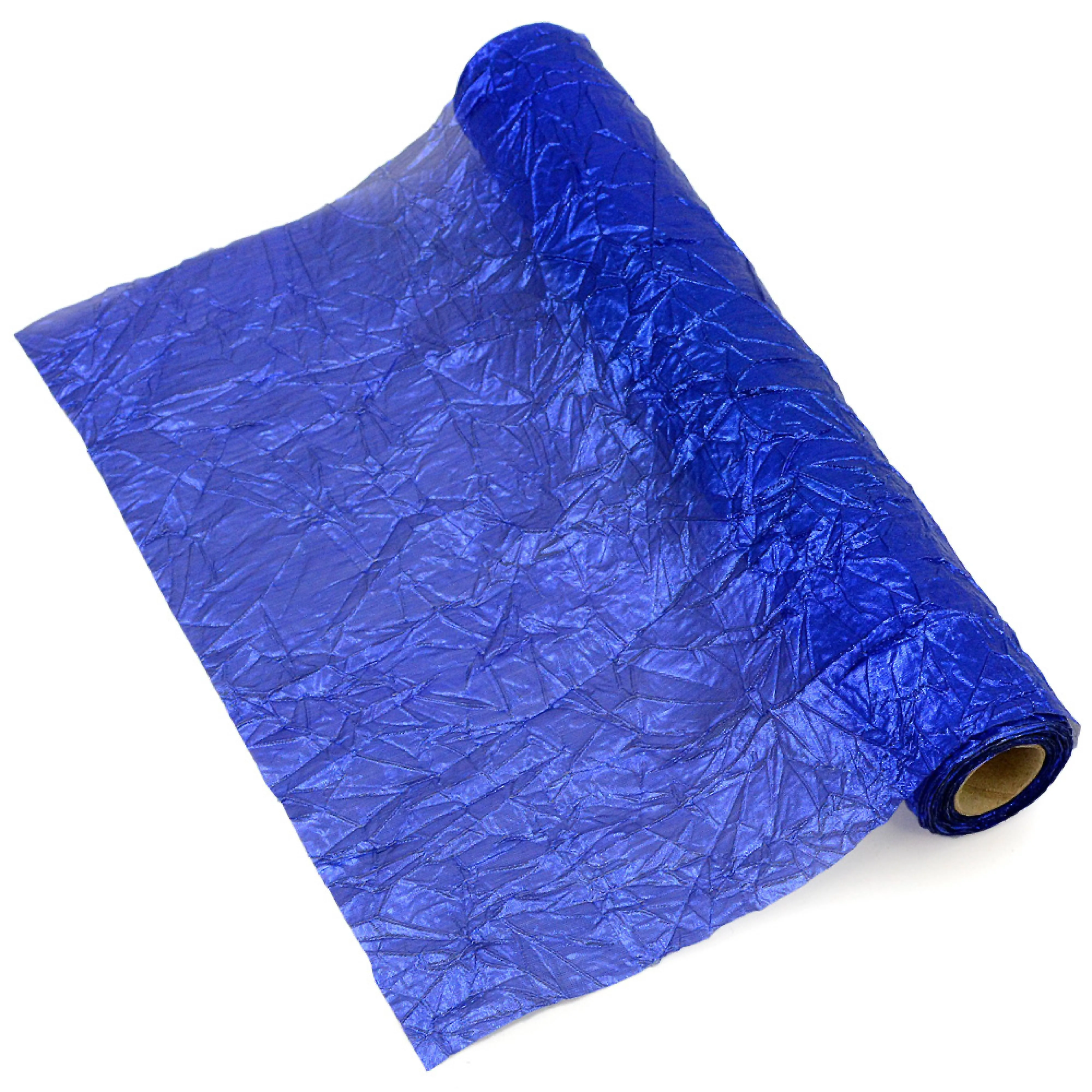 Crushed Metallic Lamé Fabric Roll: Royal Blue