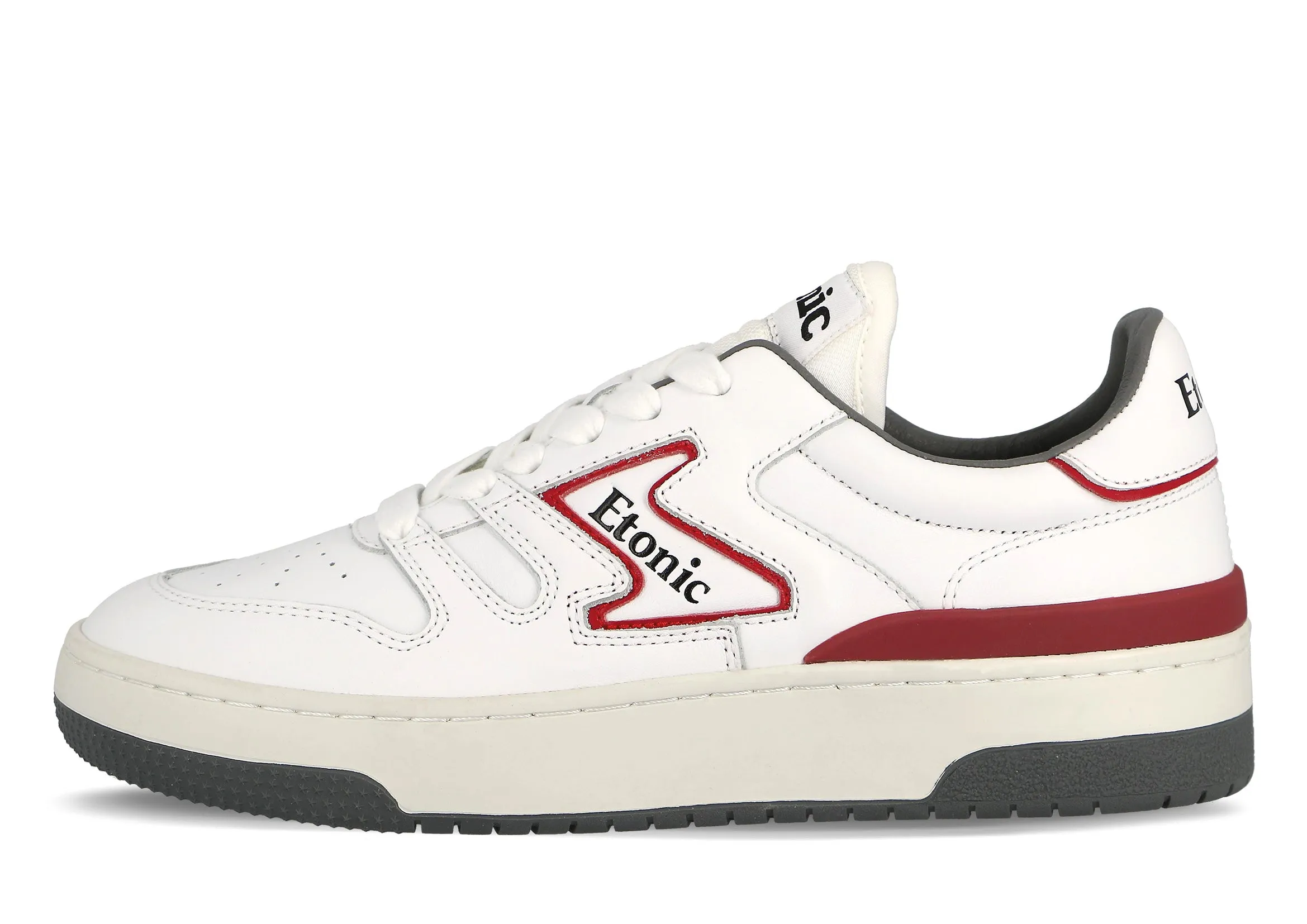 Etonic B481 sneakers in white leather with burgundy details