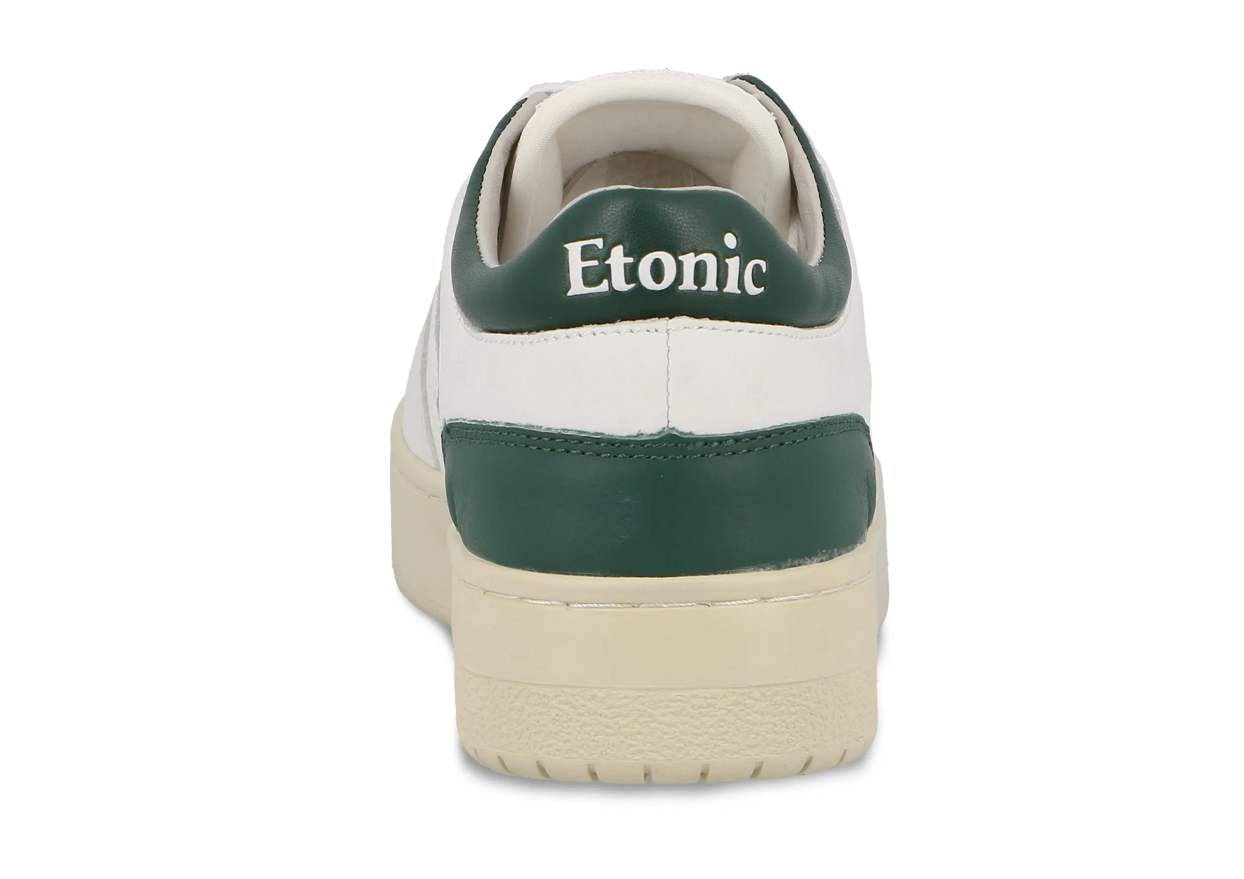 Etonic B509 sneakers in white leather with dark green details and beige outsole.