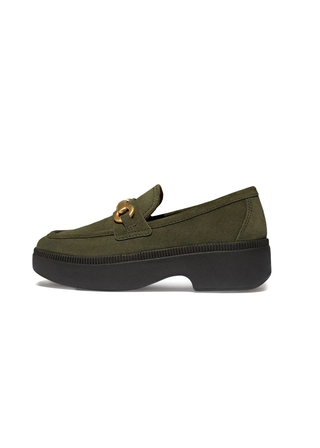 FitFlop - Chunky-Snaffle Suede Demi-Wedge Loafers