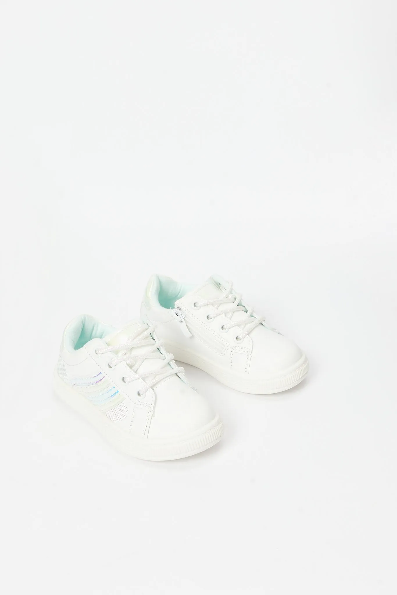 Girls White Lace Up Sneaker