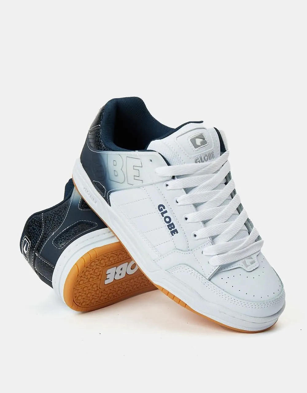 Globe Tilt Skate Shoes - White/Blue Stipple