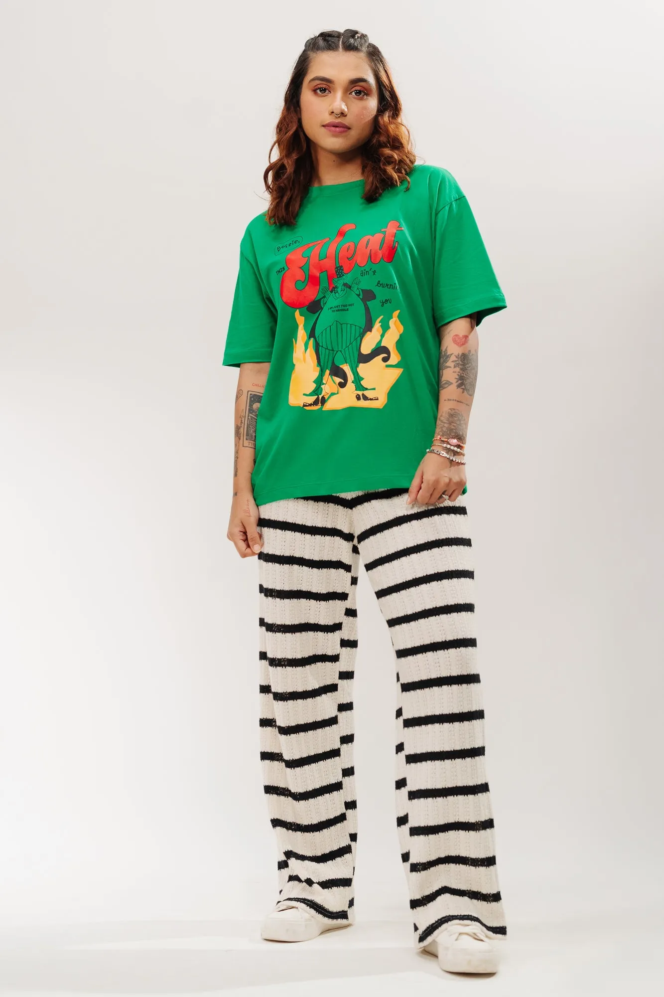 Green Raging Oversized Tees