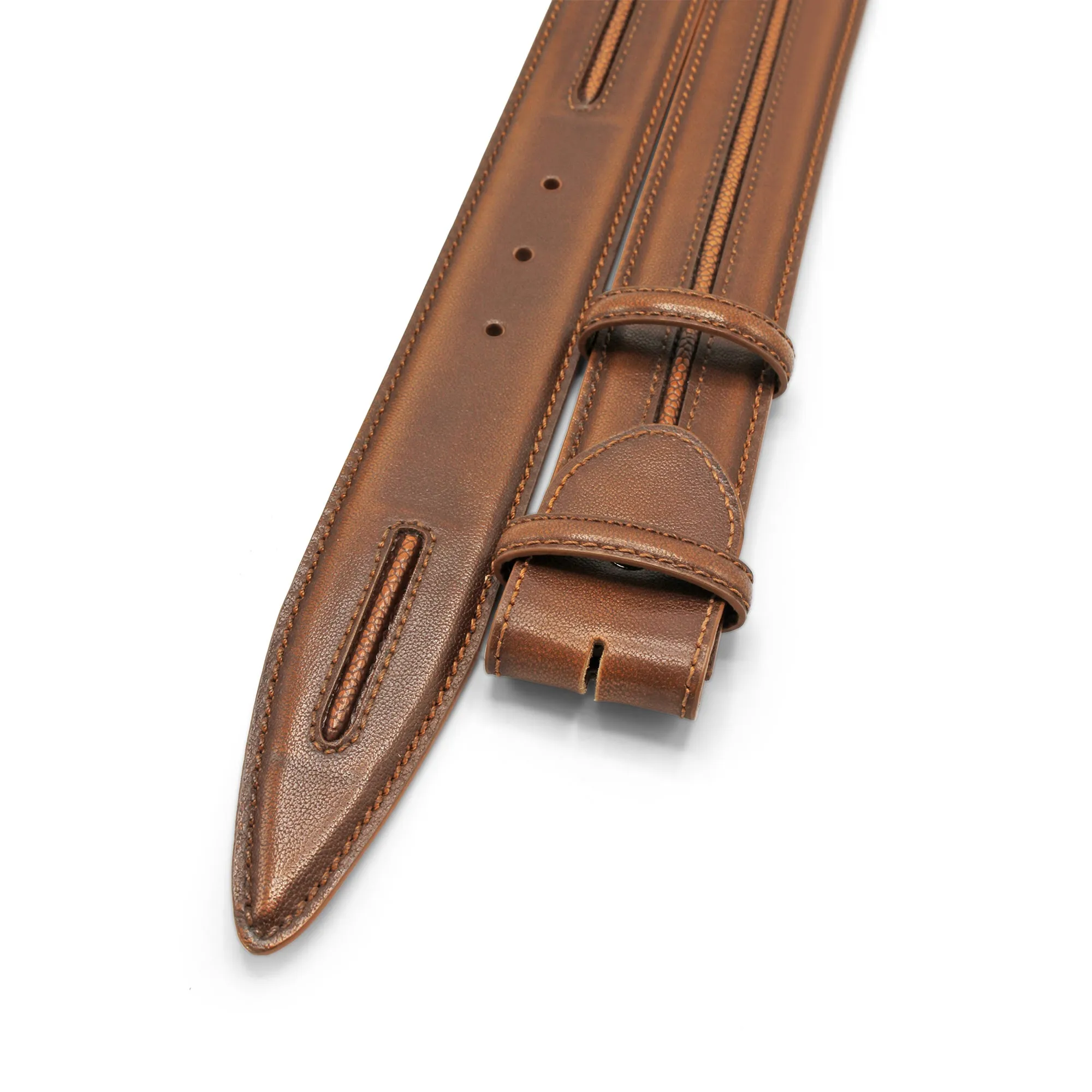 Hitchcock Welt Detail Burnished Belt Strap