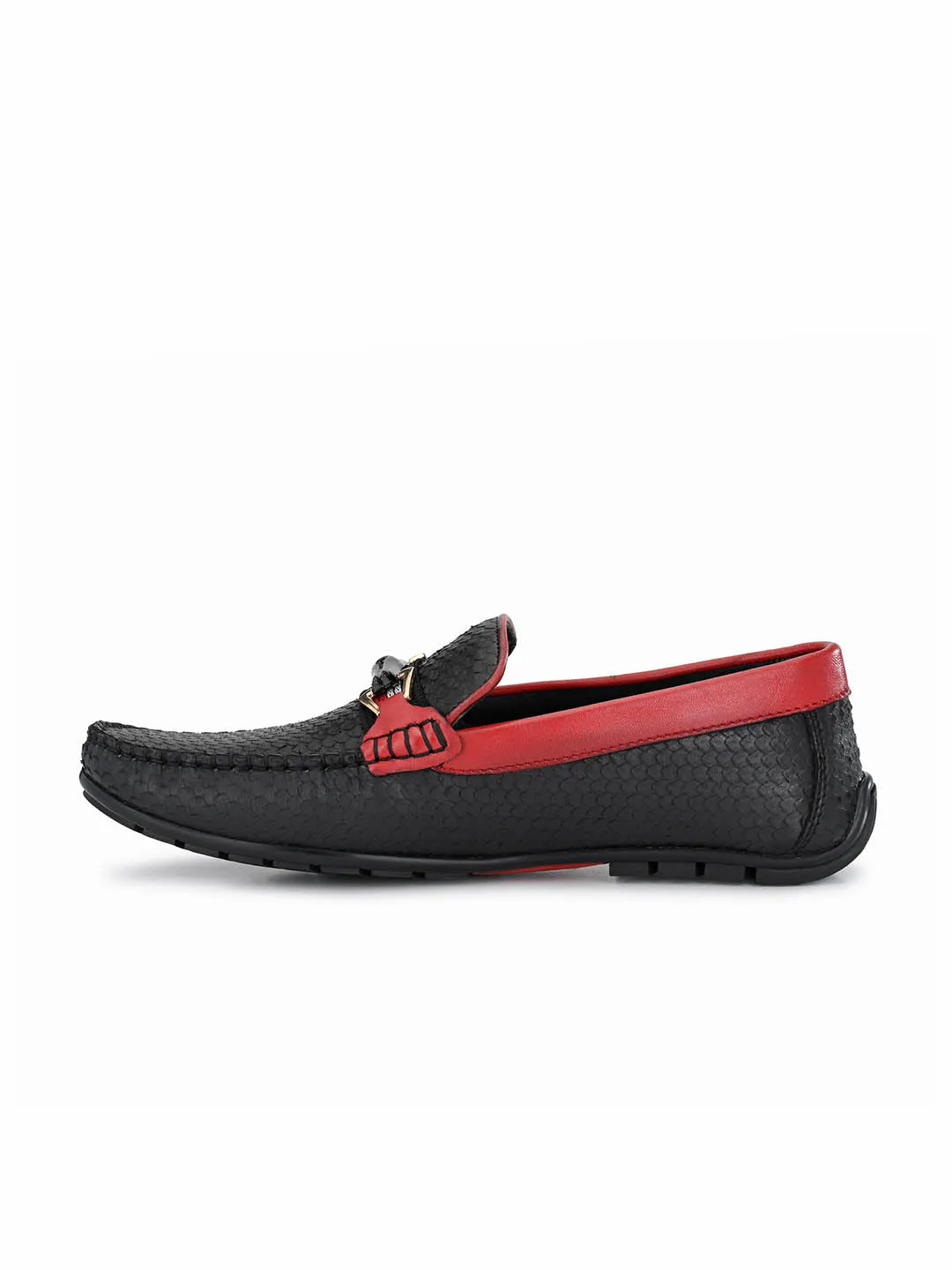 HITZ7602 Men's Black Leather Casual Slip-On Shoes