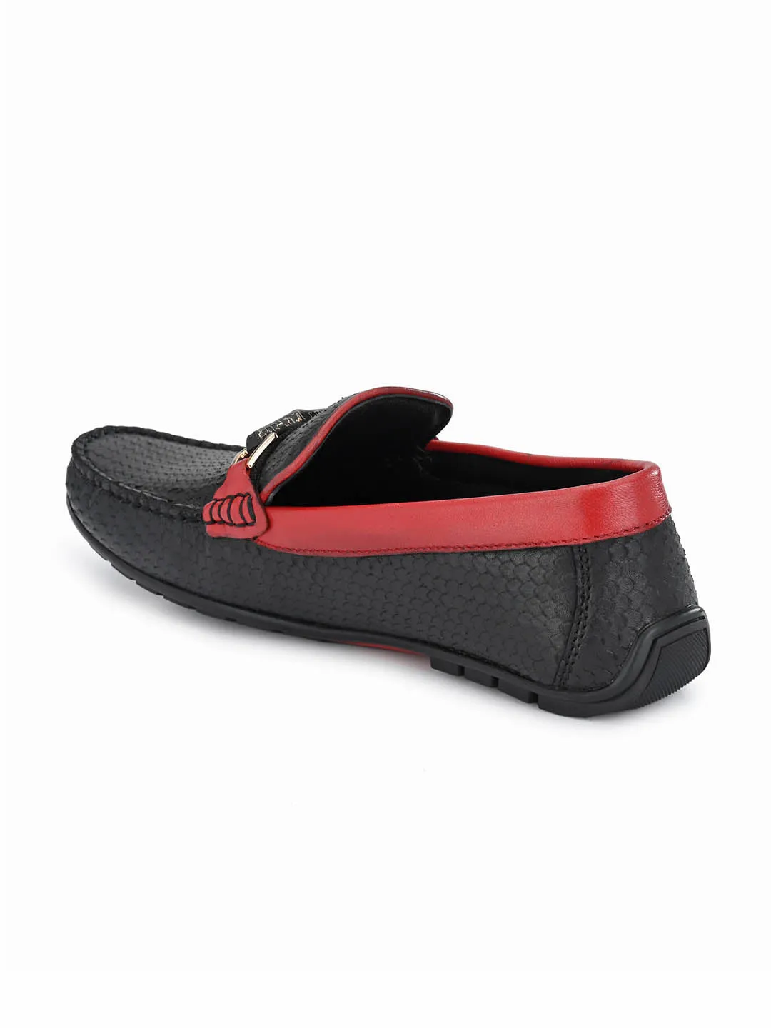 HITZ7602 Men's Black Leather Casual Slip-On Shoes