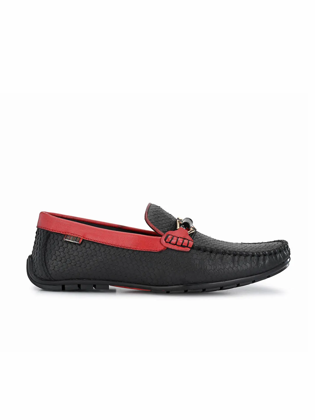 HITZ7602 Men's Black Leather Casual Slip-On Shoes