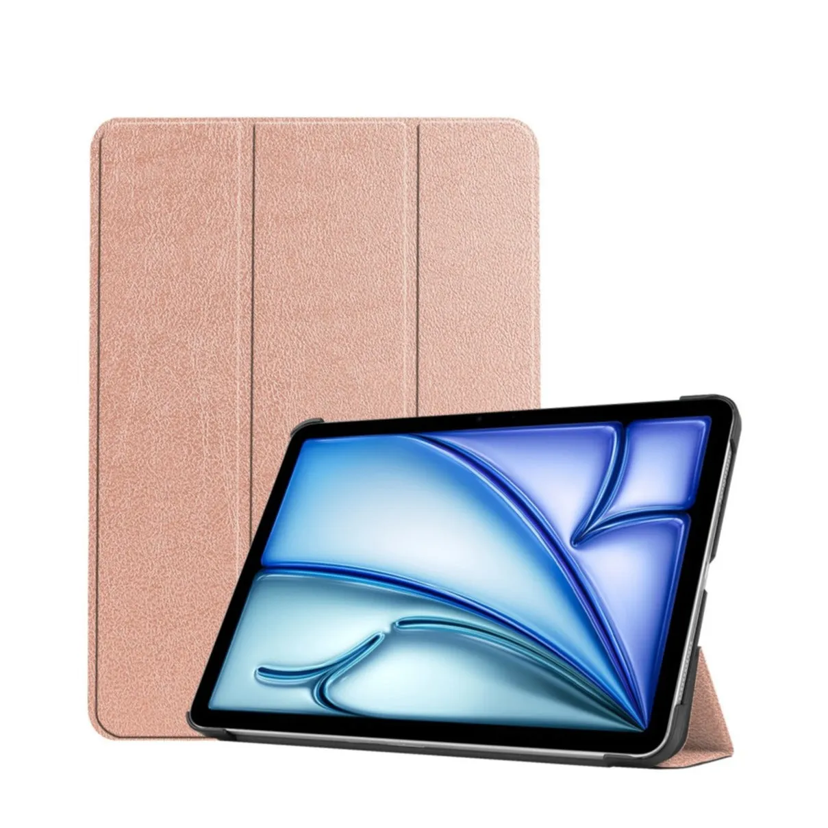 iPad Air 11" (2024) Leather Case Smart Cover Sleeve Litchi Look - Rose gold