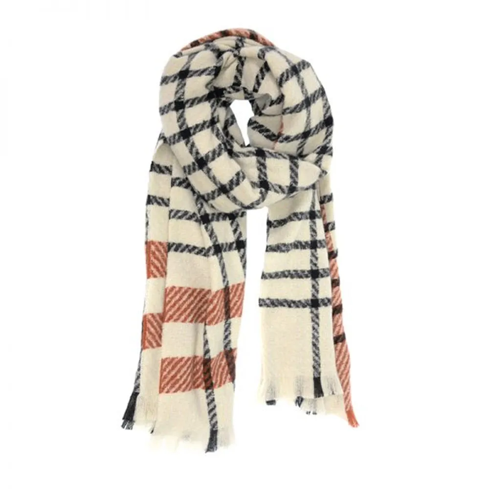 JOY SUSAN WINDOWPANE SCARF IVORY