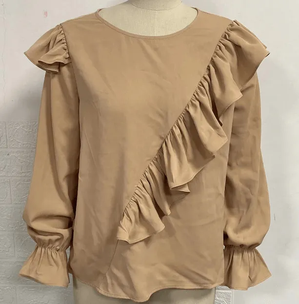 Lady Office Work Ruffles O-Neck Blouse