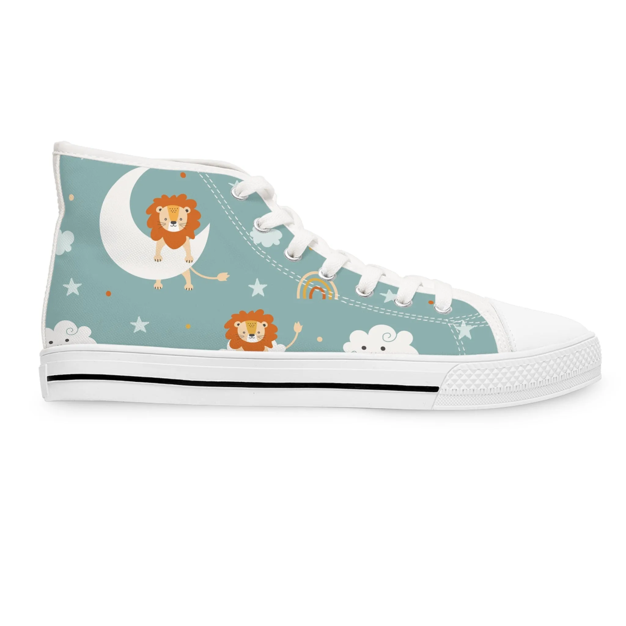 Lion Moon and Couds Women's High Top Sneakers