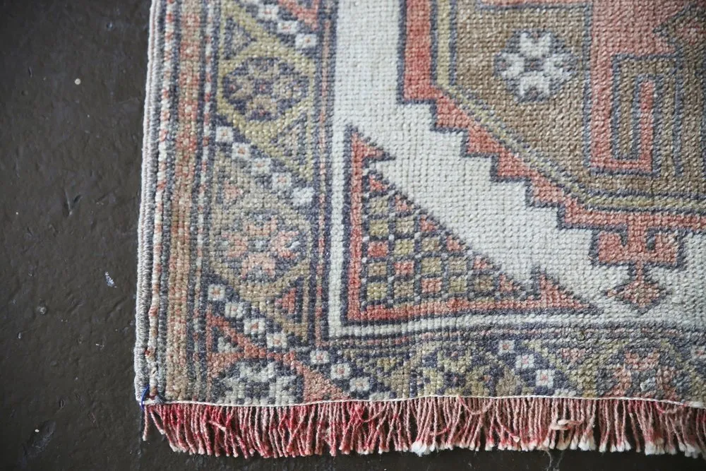 Old Faded Anatolian Turkish Runner Rug 2.7ftx8.2ft