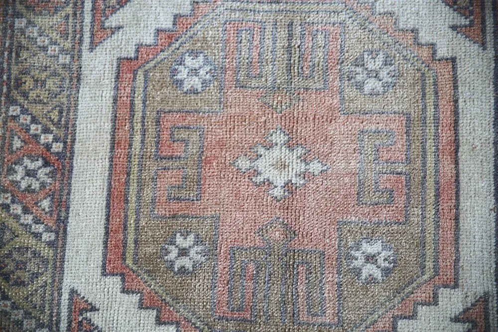 Old Faded Anatolian Turkish Runner Rug 2.7ftx8.2ft