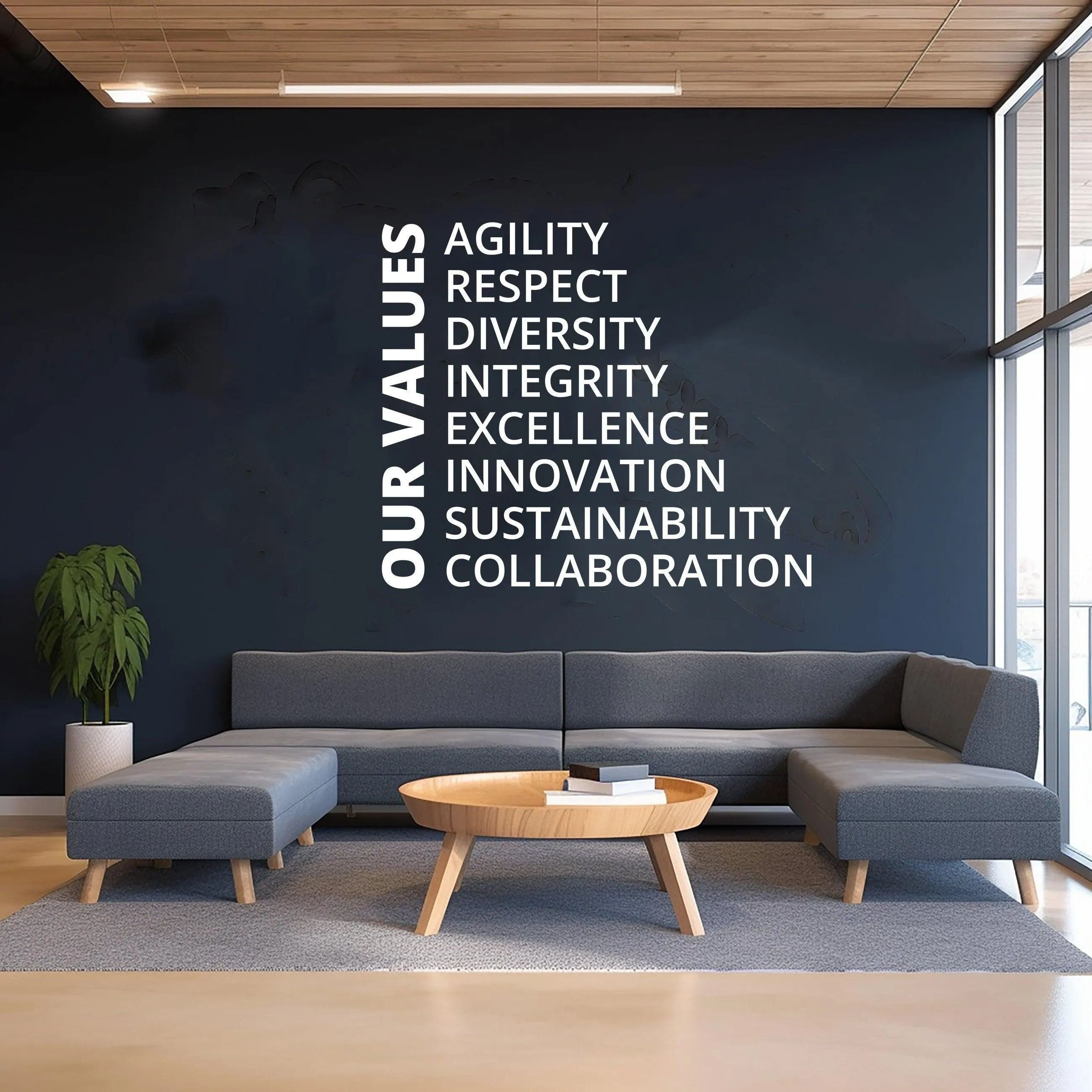 Our Values Office Wall Decal - Inspirational Conference Room Art Sticker