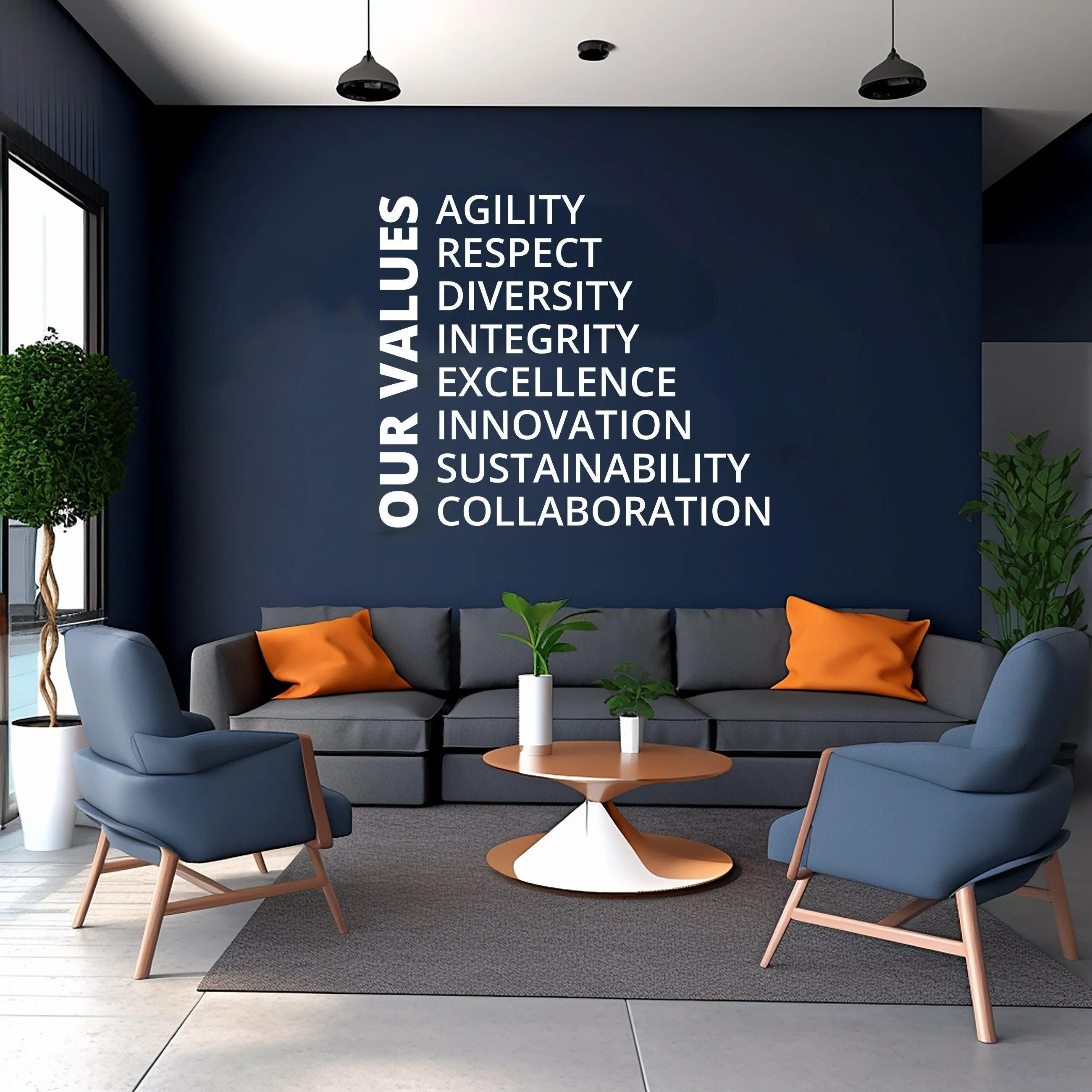 Our Values Office Wall Decal - Inspirational Conference Room Art Sticker