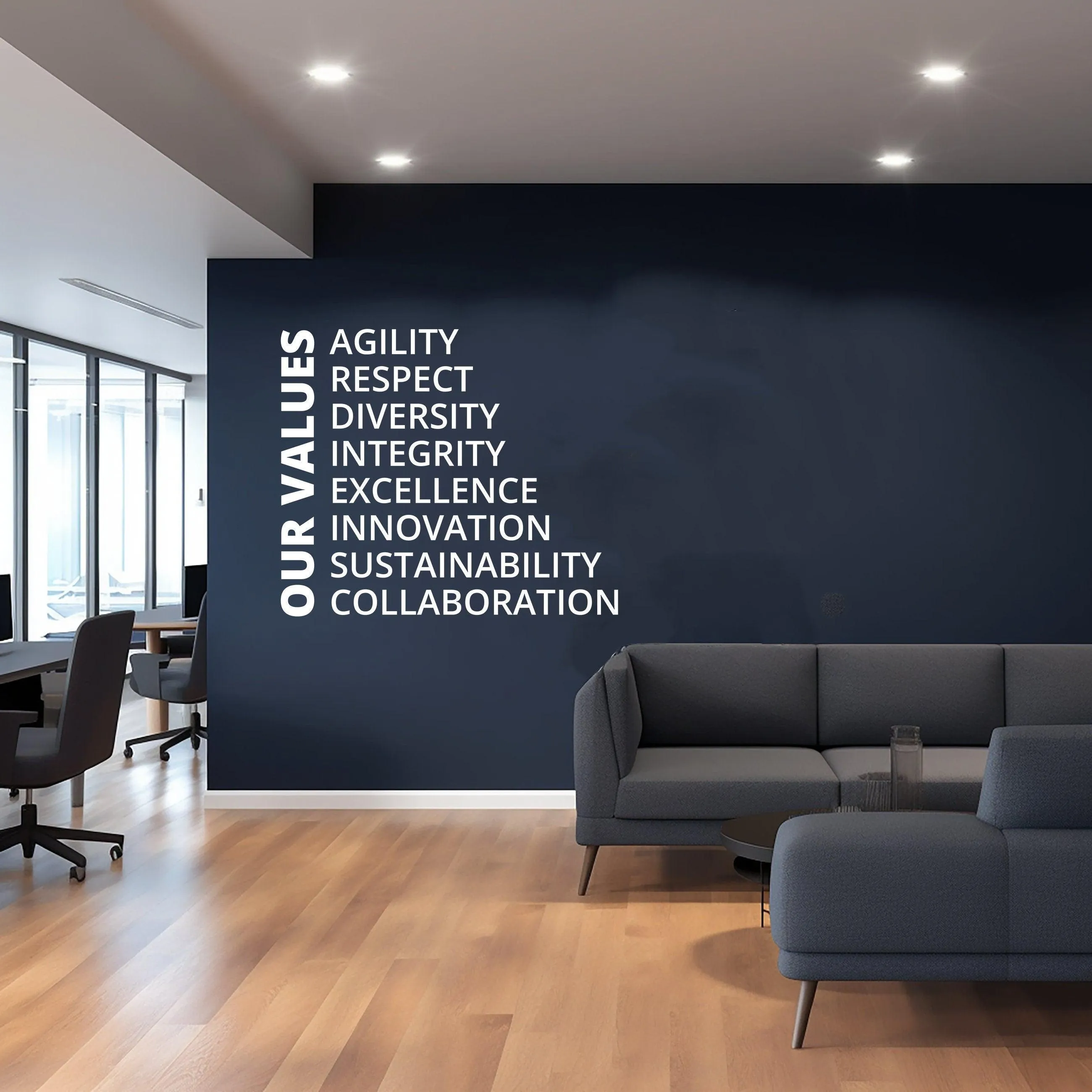 Our Values Office Wall Decal - Inspirational Conference Room Art Sticker