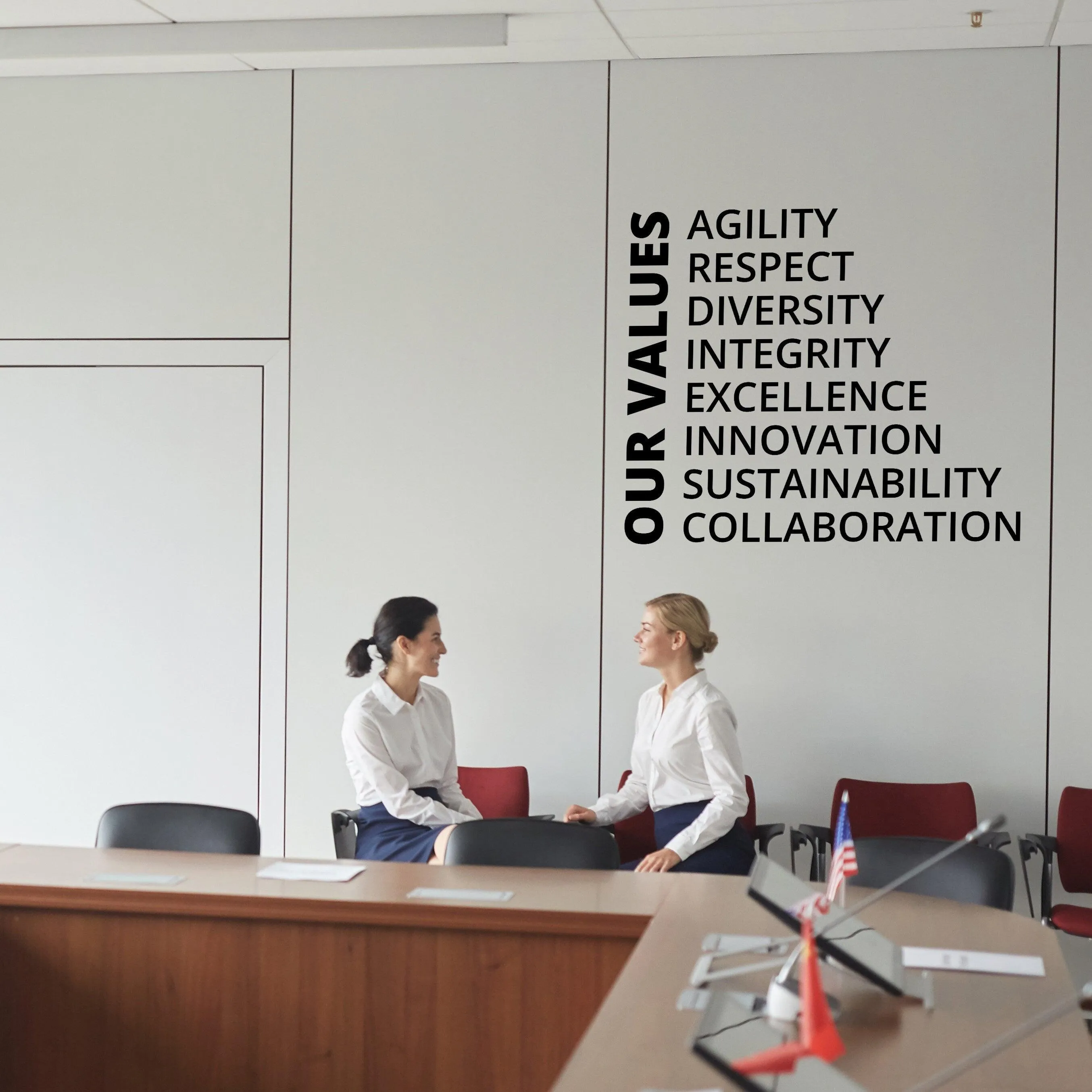 Our Values Office Wall Decal - Inspirational Conference Room Art Sticker