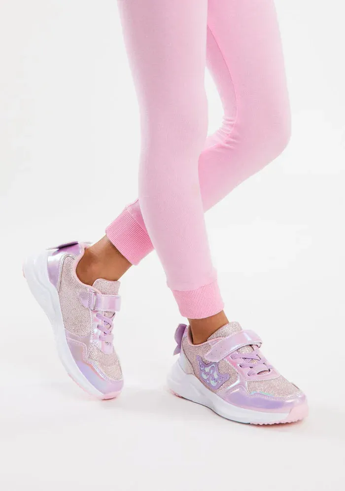 Pink glitter princess sneakers with lights