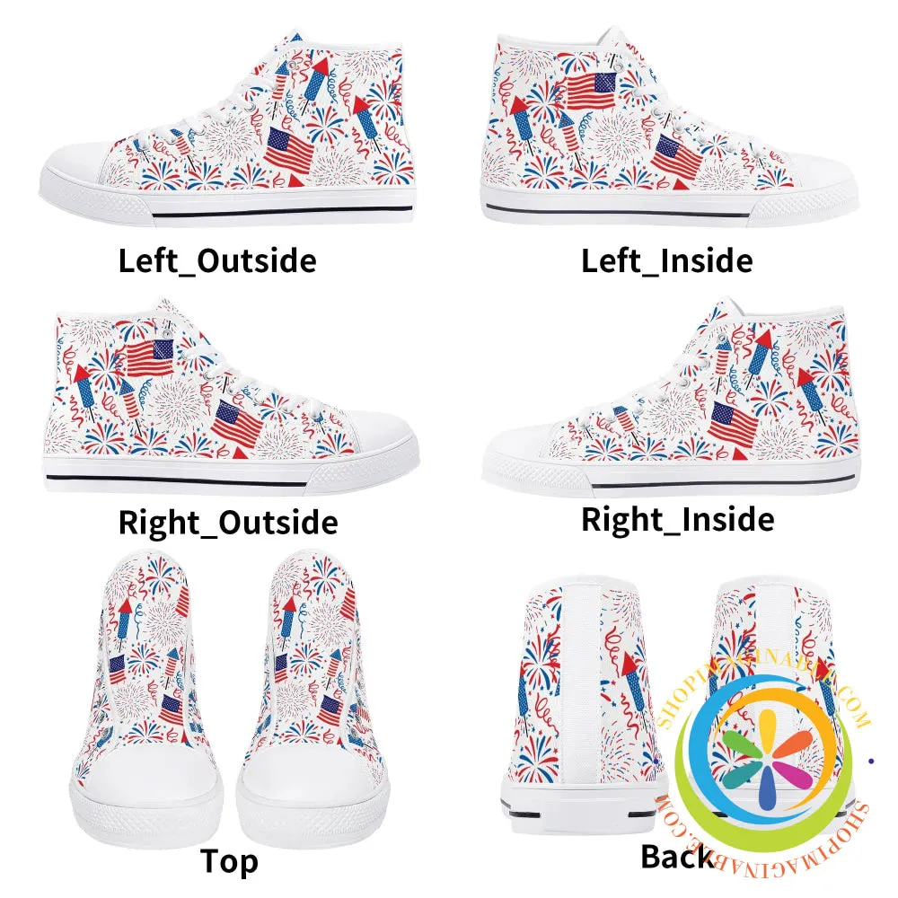 Red White & USA! Ladies High Top Canvas Shoes