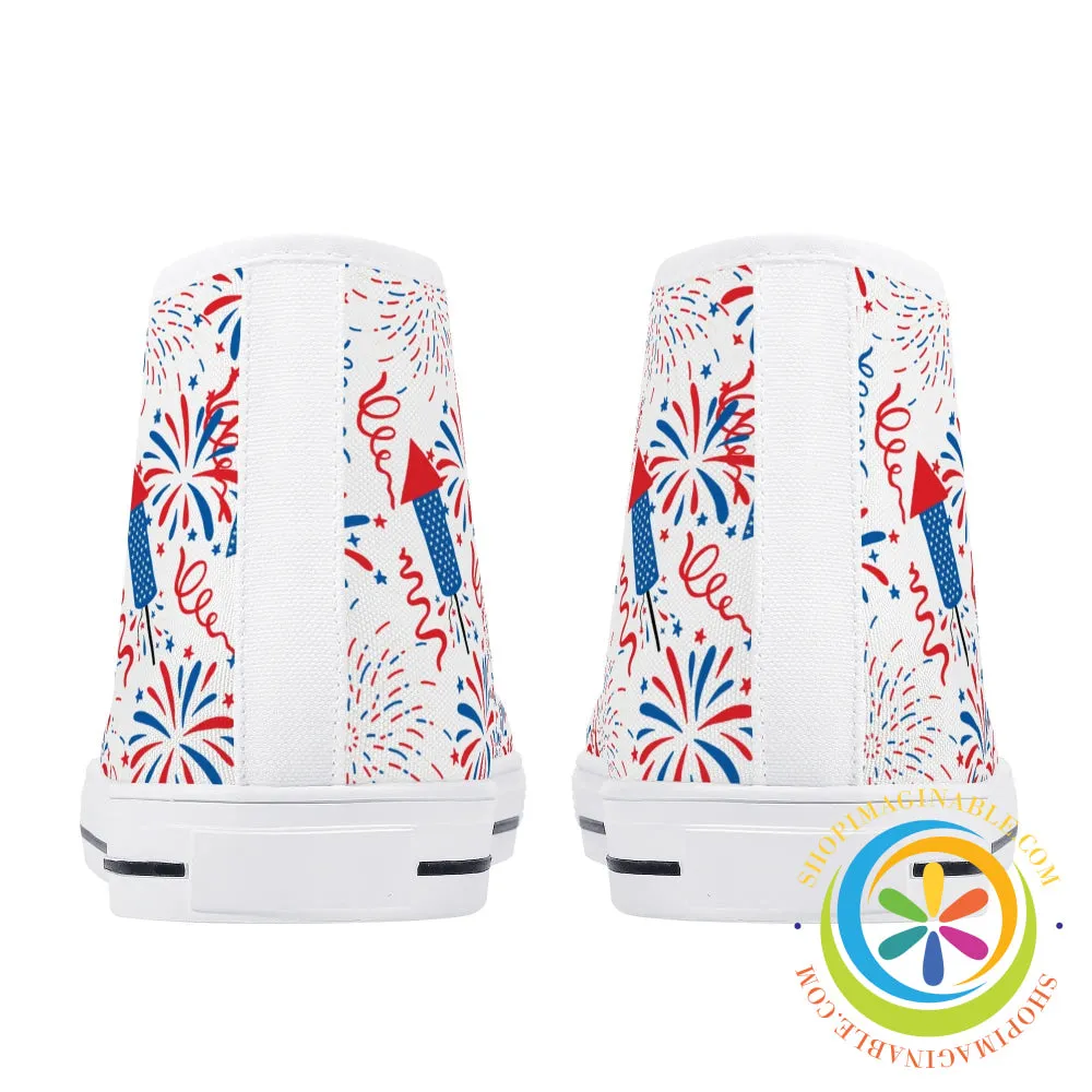 Red White & USA! Ladies High Top Canvas Shoes