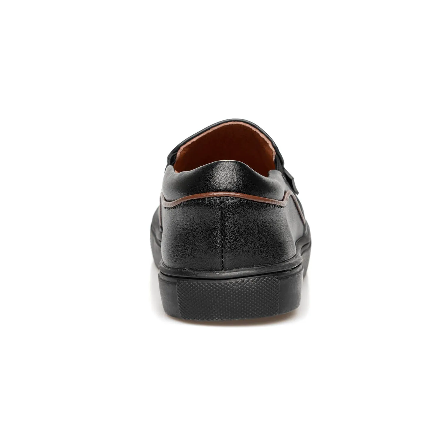 SALE FW24 Venettini Cody Black Leather/ Brown Trimmed Slip On Sneaker