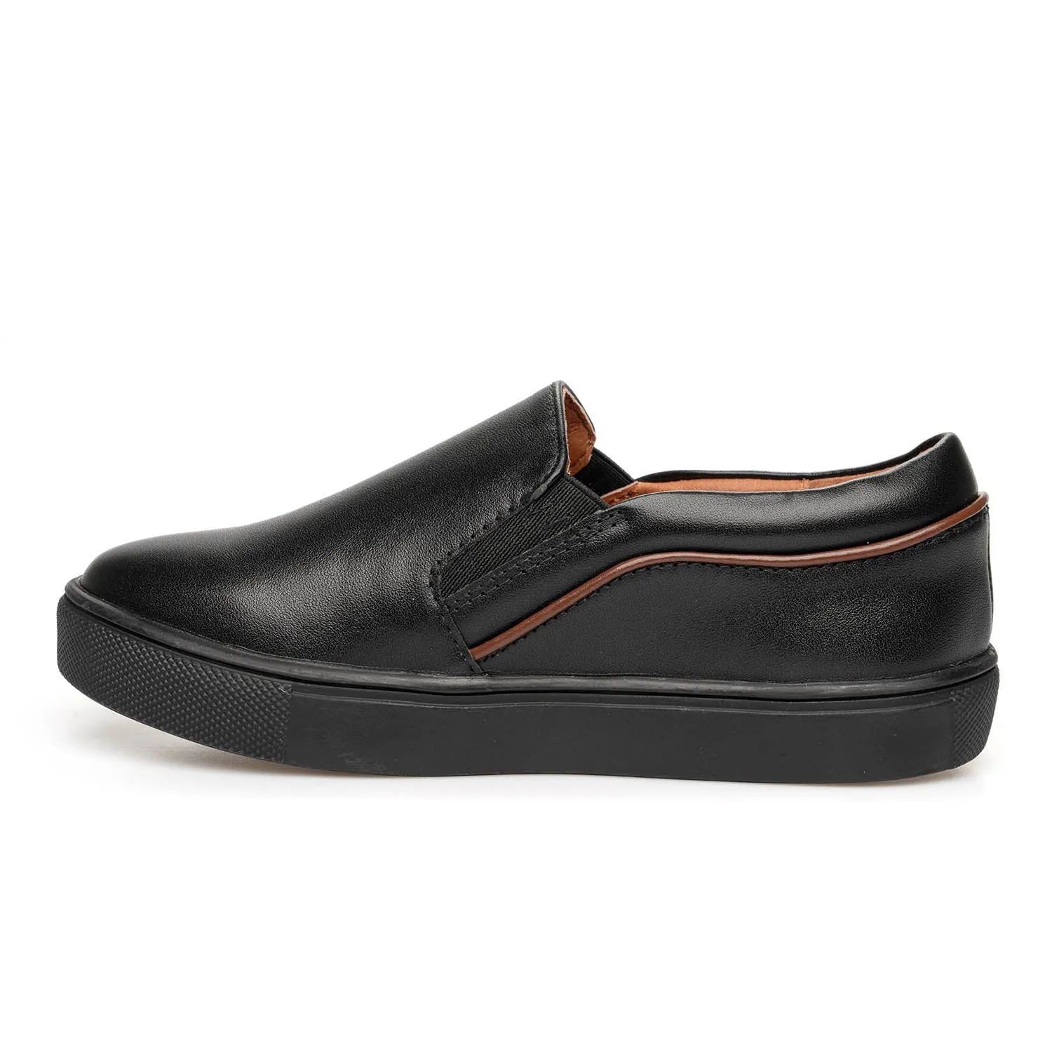 SALE FW24 Venettini Cody Black Leather/ Brown Trimmed Slip On Sneaker