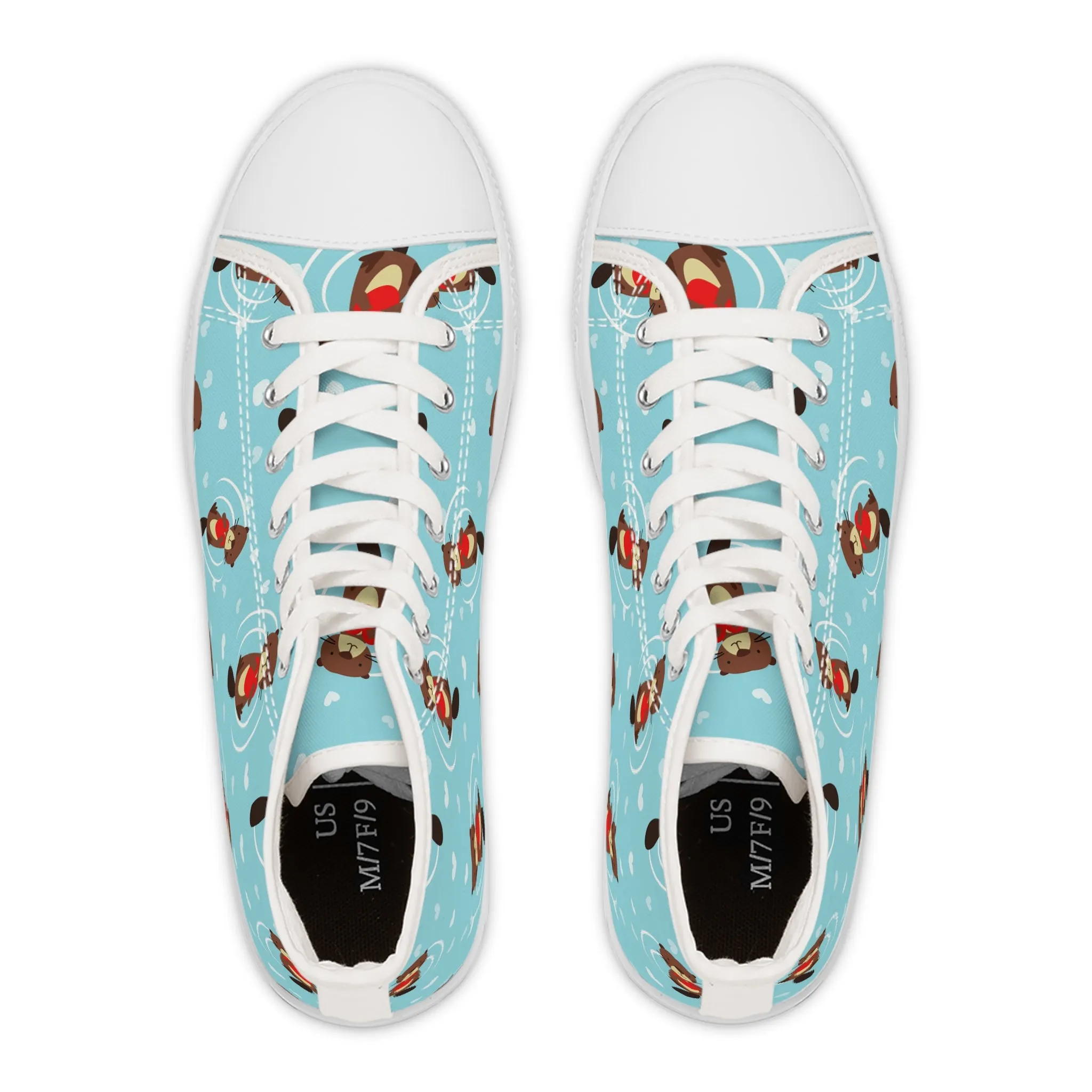 Sea Otter and Heart Women's High Top Sneakers