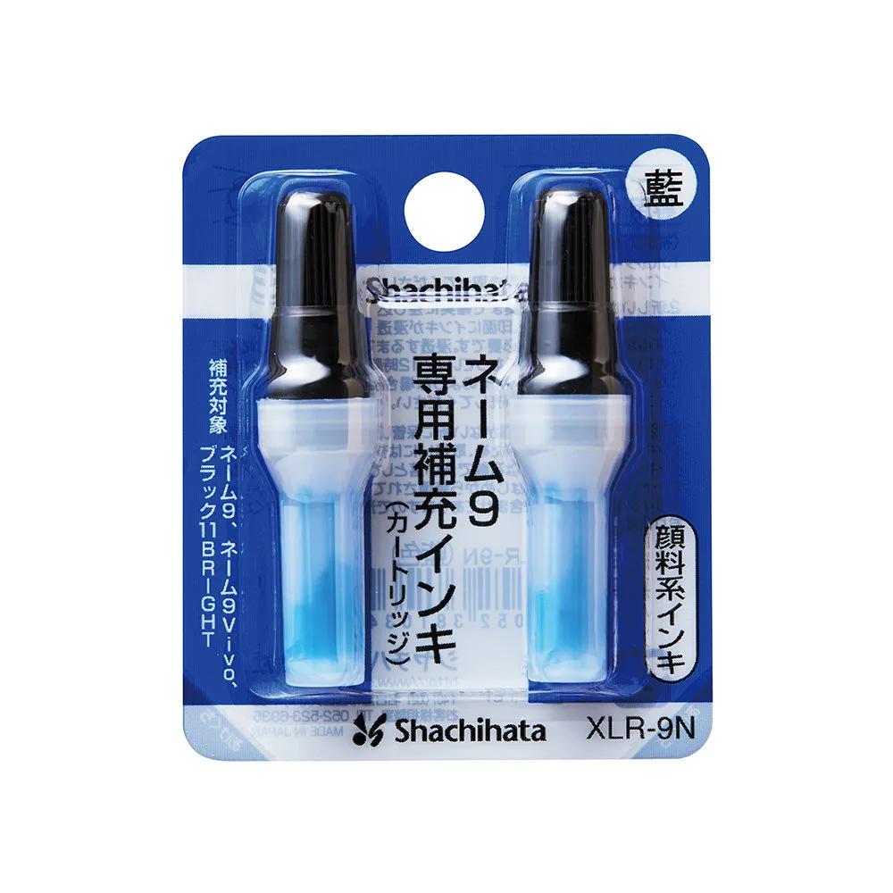 SHACHIHATA XLR-9N Pigment Replenisher 2 Pack Blue Continuous Stamp Replenishment Cartridge Special Ink Stamp Ink Office ID Stamp