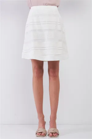 Snow-whine Striped High-waisted See-through Sheer Mesh Strips Cut-ins A-line Mini Skirt