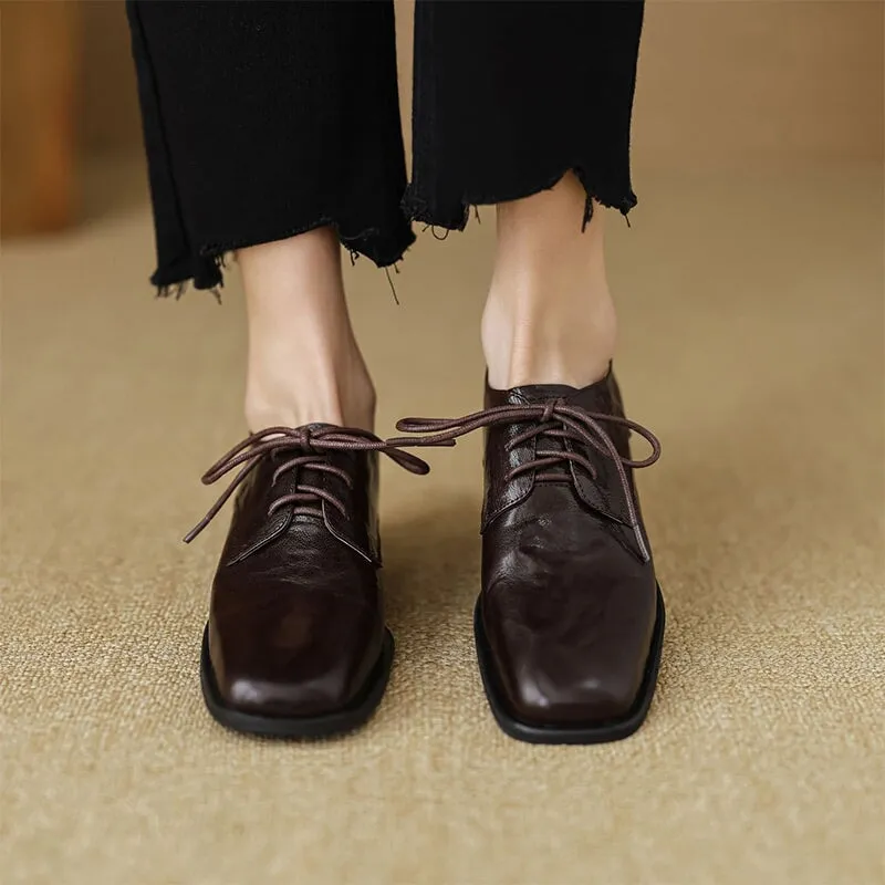 Soft Leather Oxford Shoes For Women Handmade Designer Dress Shoes in Brown/Black