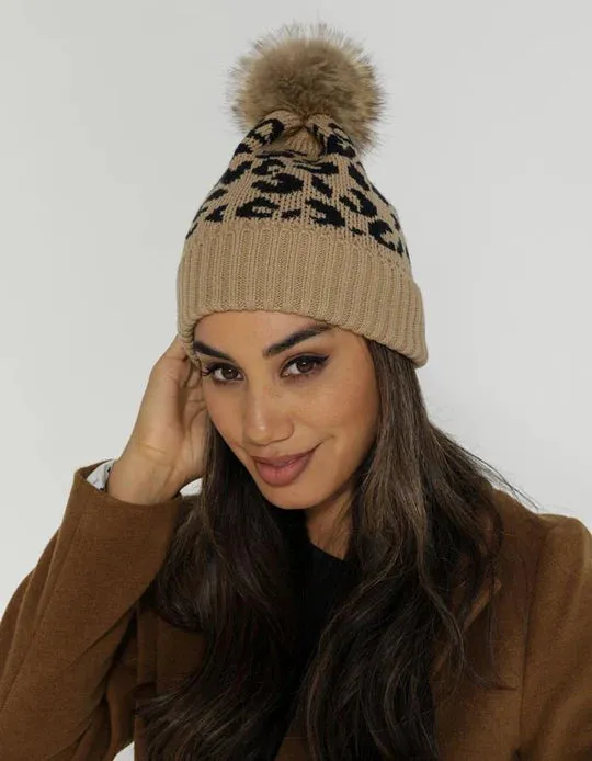 Stella   Gemma - Beanie - Camel Leopard