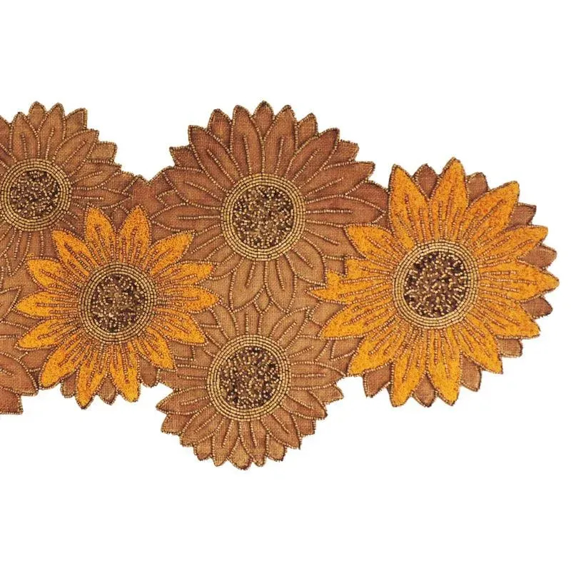 Sunflower Embroidered Table Runner for Floral Elegance | 35 x 13 inches