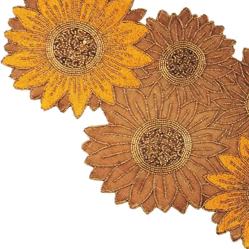 Sunflower Embroidered Table Runner for Floral Elegance | 35 x 13 inches