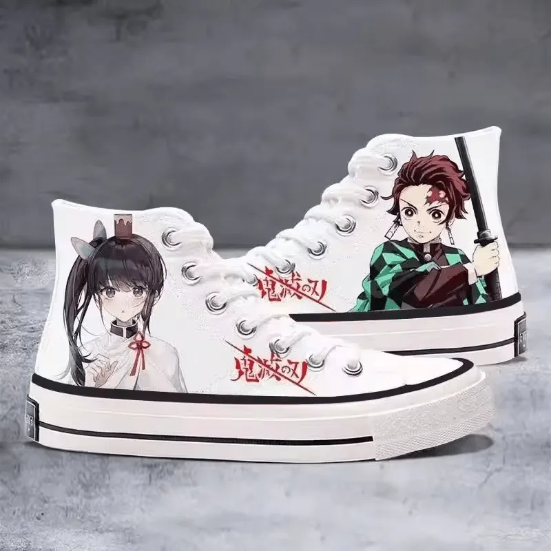 Unisex Demon Slayer Canvas Shoes - Nezuko & Tanjiro Design