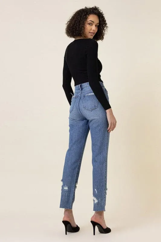 Way To Go High-Waisted Straight Ankle Jeans