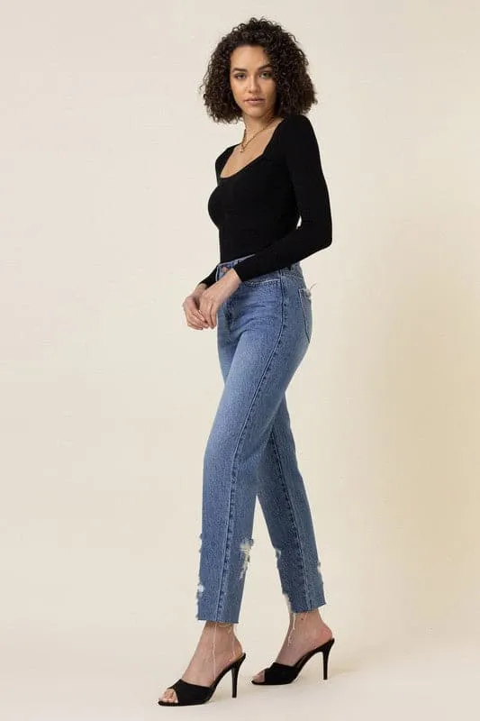 Way To Go High-Waisted Straight Ankle Jeans