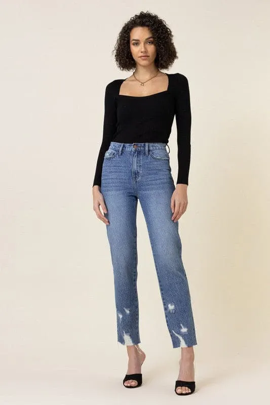 Way To Go High-Waisted Straight Ankle Jeans